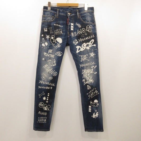 DSQUARED2 | ディースクエアード DARK GRAFFITI WASH SKATER DENIM JEANS デニムパンツ S74LB1099 国内正規品 ブルー サイズ：46