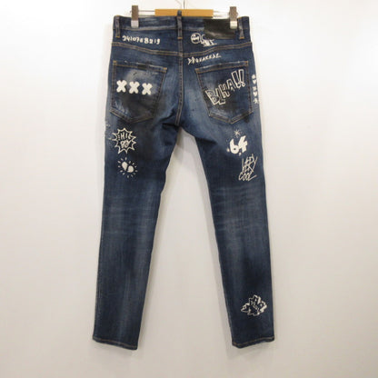 DSQUARED2 | DARK GRAFFITI WASH SKATER DENIM JEANS S74LB1099 Authentic Blue Size: 46