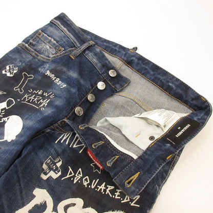 DSQUARED2 | DARK GRAFFITI WASH SKATER DENIM JEANS S74LB1099 Authentic Blue Size: 46
