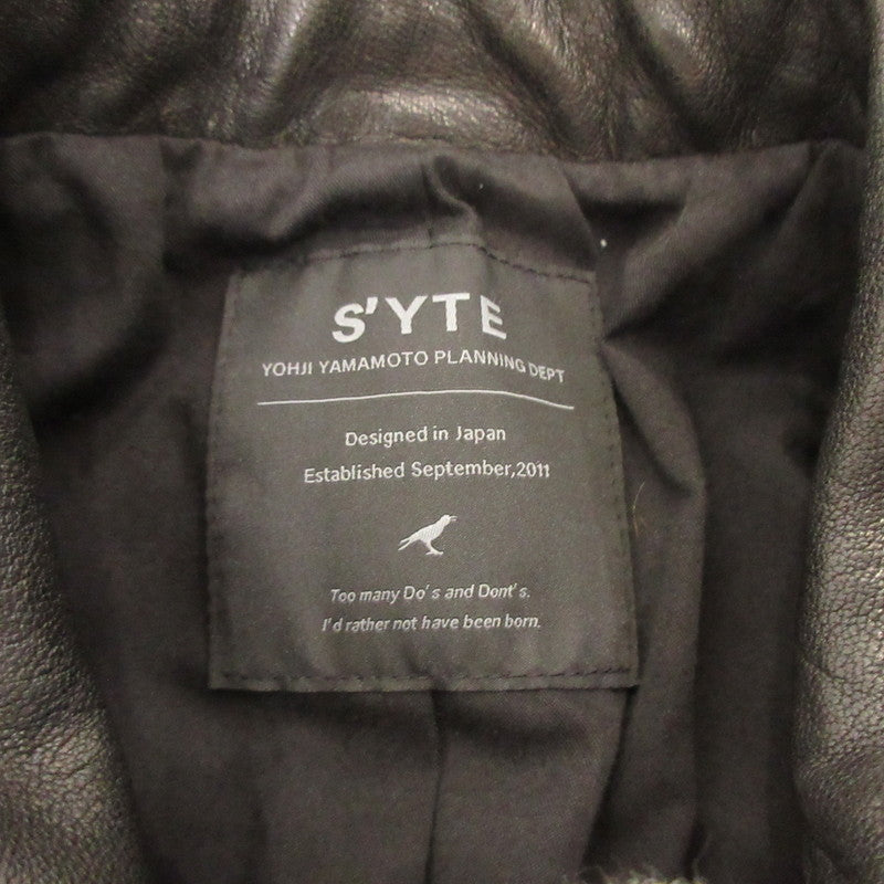 S'YTE:YOHJI YAMAMOTO | S'YTE YOHJI YAMAMOTO VEGETABLE TANNED AND WASHED SHEEP LEATHER Leather UV-J52-702 Black Size: 3