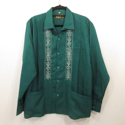 LONG SLEEVES GUAYABERA Long Sleeve Shirt ESG-01LP-JAW Green Size: 40