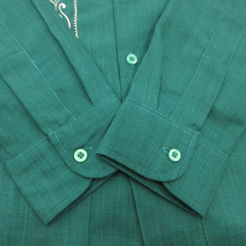 LONG SLEEVES GUAYABERA Long Sleeve Shirt ESG-01LP-JAW Green Size: 40