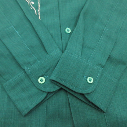 LONG SLEEVES GUAYABERA Long Sleeve Shirt ESG-01LP-JAW Green Size: 40