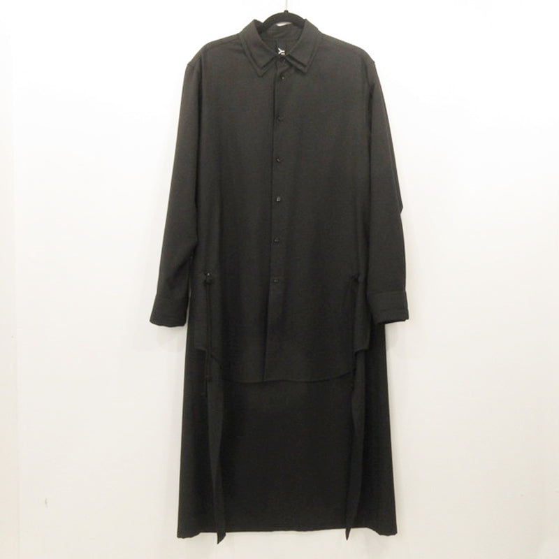 Ground Y | Ground Y Double Collar Back Long Shirt Long Sleeve Shirt GV-B05-100 Black Size: 3