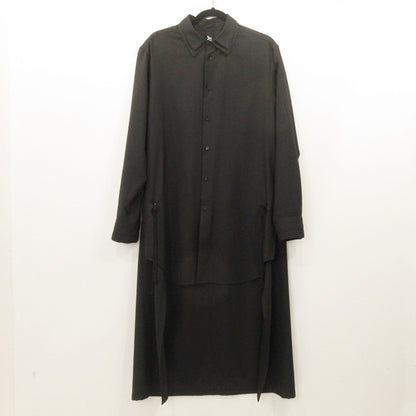 Ground Y | Ground Y Double Collar Back Long Shirt Long Sleeve Shirt GV-B05-100 Black Size: 3
