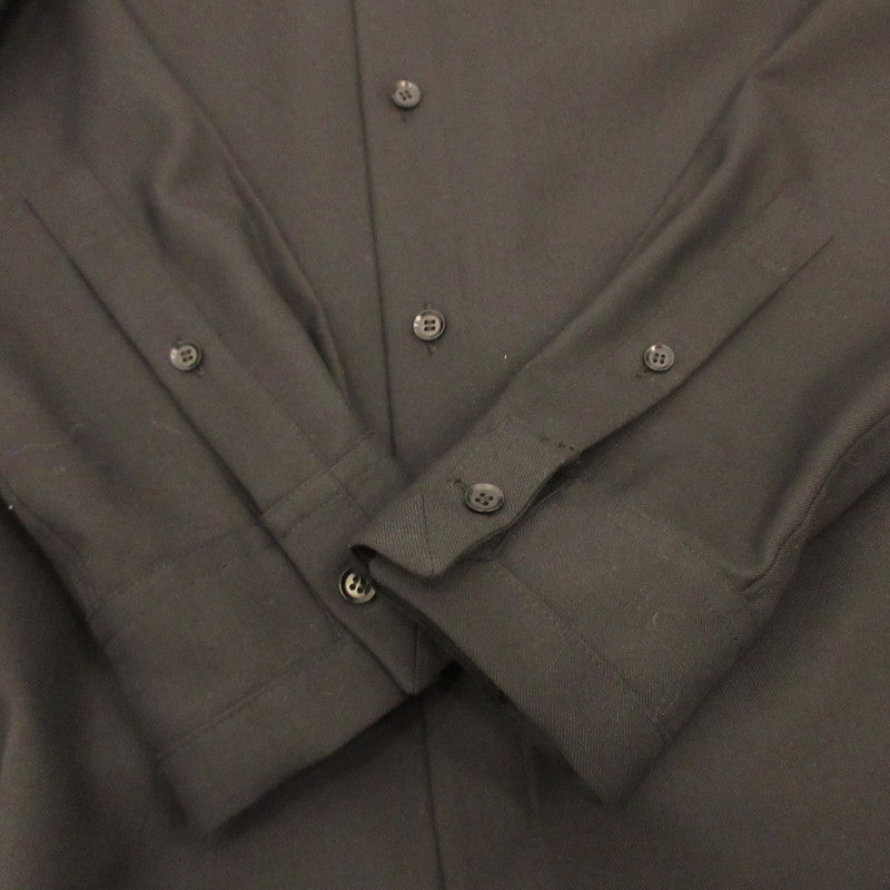 Ground Y | Ground Y Double Collar Back Long Shirt Long Sleeve Shirt GV-B05-100 Black Size: 3