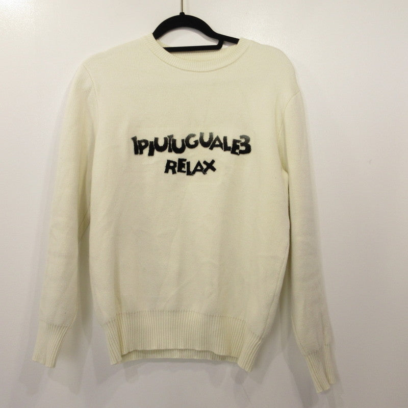 1 PIU 1 UGUALE 3 | Uno Piu Uno Uguale Tre Gradation 3D Logo Knit Sweater USK-23018 White Size: S