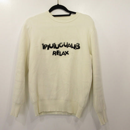 1 PIU 1 UGUALE 3 | Uno Piu Uno Uguale Tre Gradation 3D Logo Knit Sweater USK-23018 White Size: S