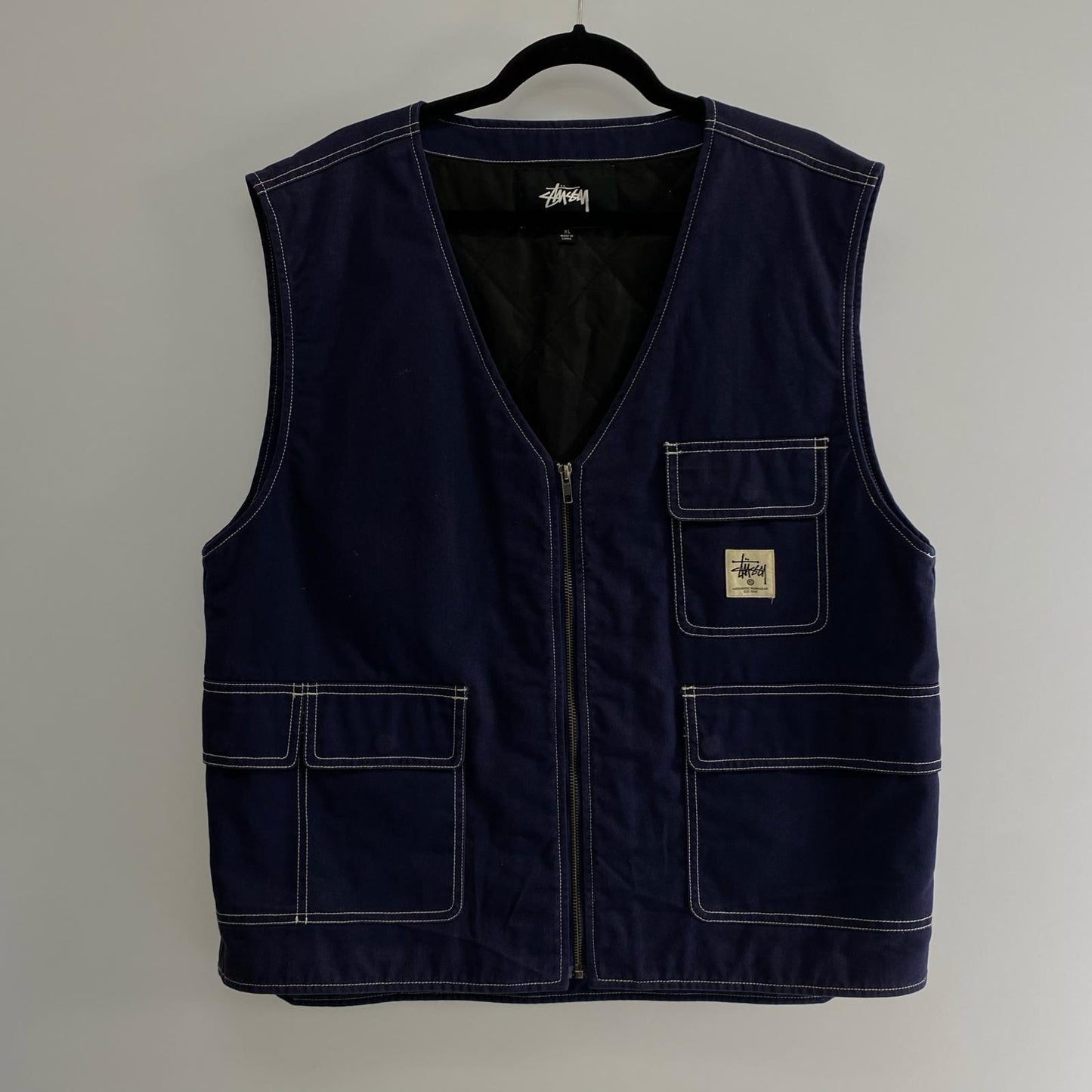 STUSSY | Stüssy POLY COTTON WORK VEST Navy Size: XL