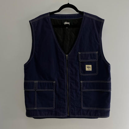 STUSSY | Stüssy POLY COTTON WORK VEST Navy Size: XL