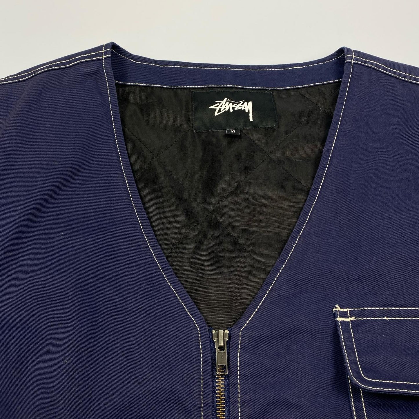 STUSSY | Stüssy POLY COTTON WORK VEST Navy Size: XL