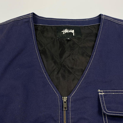 STUSSY | Stüssy POLY COTTON WORK VEST Navy Size: XL