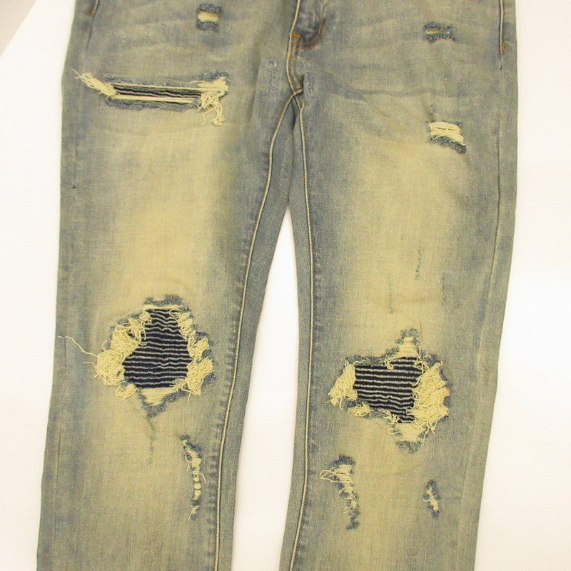 【中古】mnml | ミニマル X162 STRETCH DENIM デニムパンツ ライトブルー サイズ：34