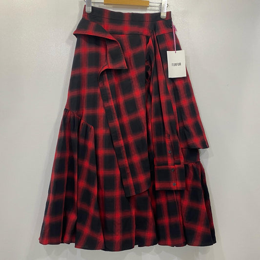 furfur | ファーファー シャツドッキングチェックスカート スカート RWFS254054 2025A/W ｻｲｽﾞ:F レッド【姫路東店】