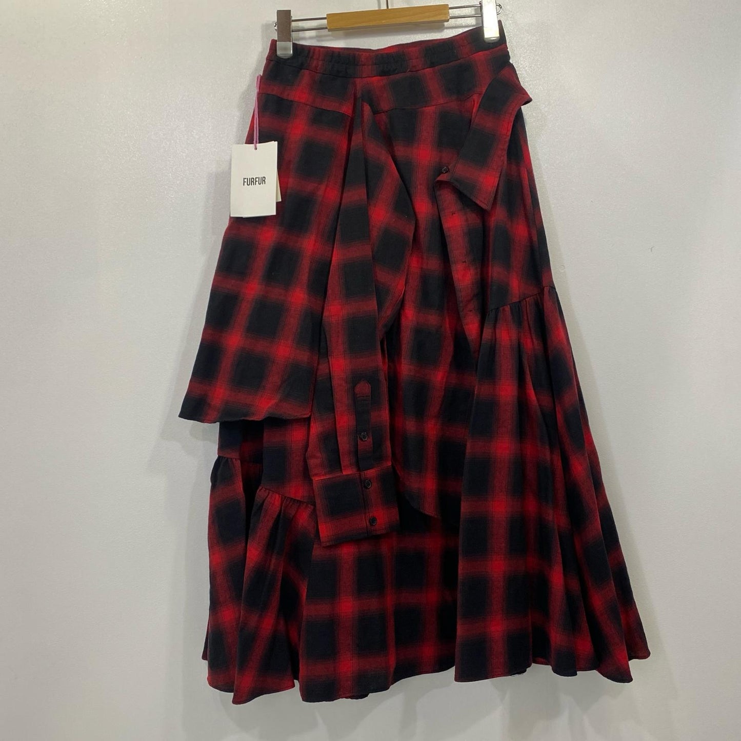 furfur | ファーファー シャツドッキングチェックスカート スカート RWFS254054 2025A/W ｻｲｽﾞ:F レッド【姫路東店】