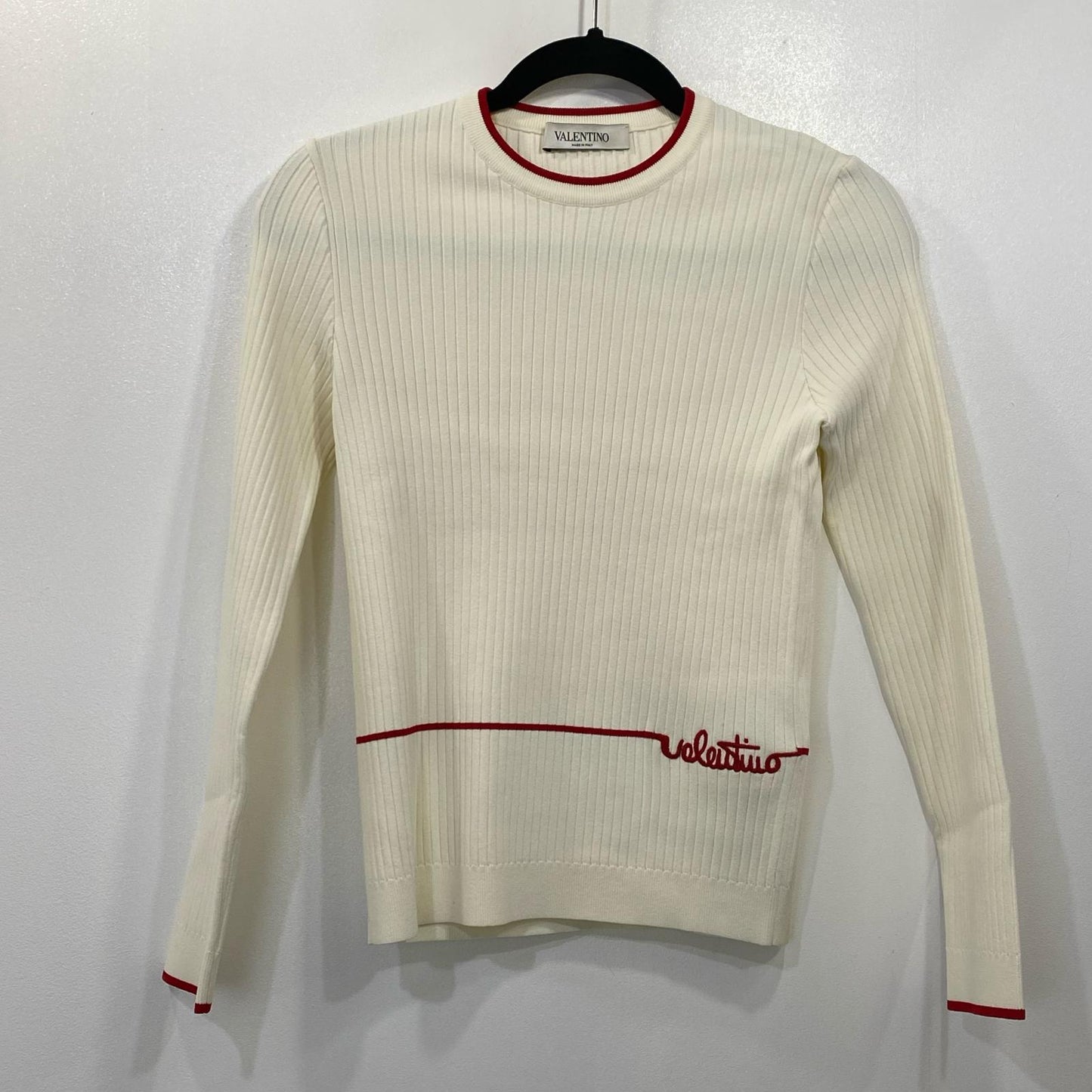 Valentino | ヴァレンチノ Embroidered Logo Ribbed Jumper ニット TB3KC10T58A 2020AW ホワイト サイズ：M【姫路東店】