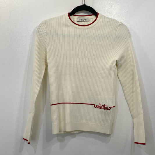 Valentino | ヴァレンチノ Embroidered Logo Ribbed Jumper ニット TB3KC10T58A 2020AW ホワイト サイズ：M【姫路東店】