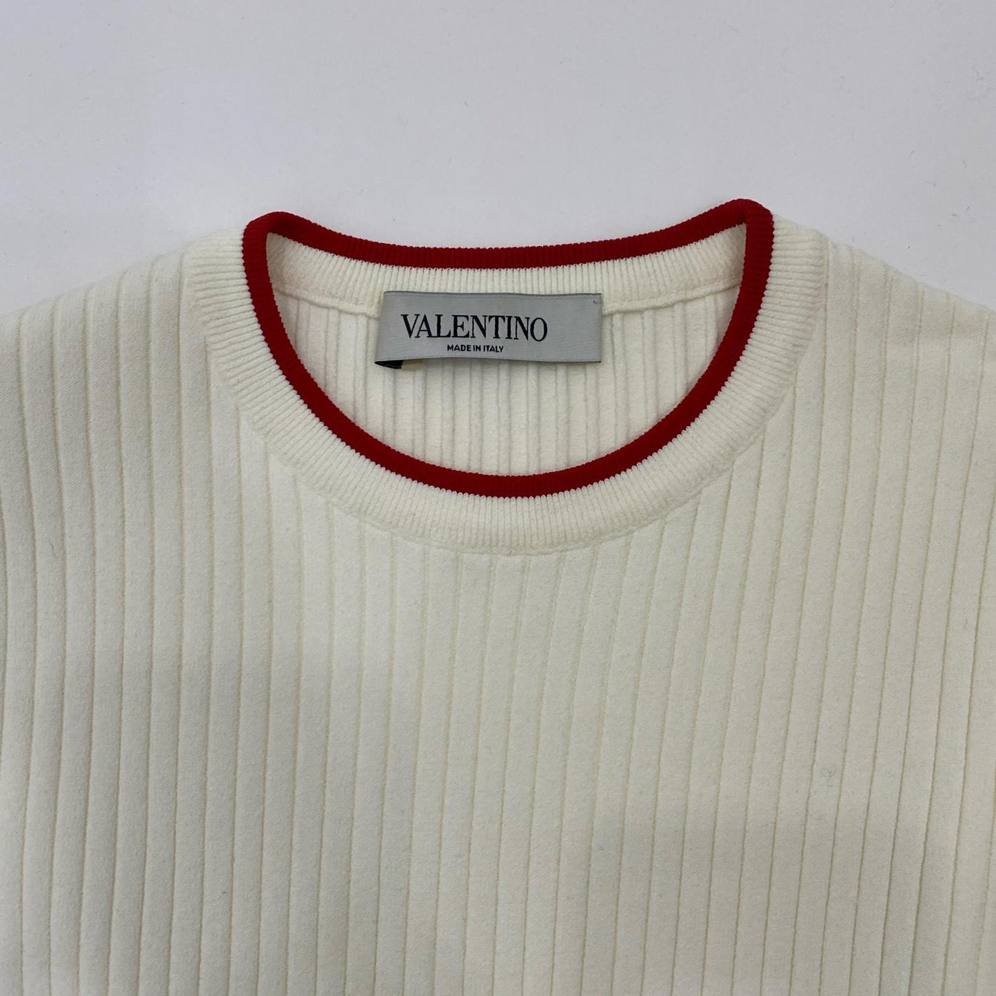 Valentino | ヴァレンチノ Embroidered Logo Ribbed Jumper ニット TB3KC10T58A 2020AW ホワイト サイズ：M【姫路東店】