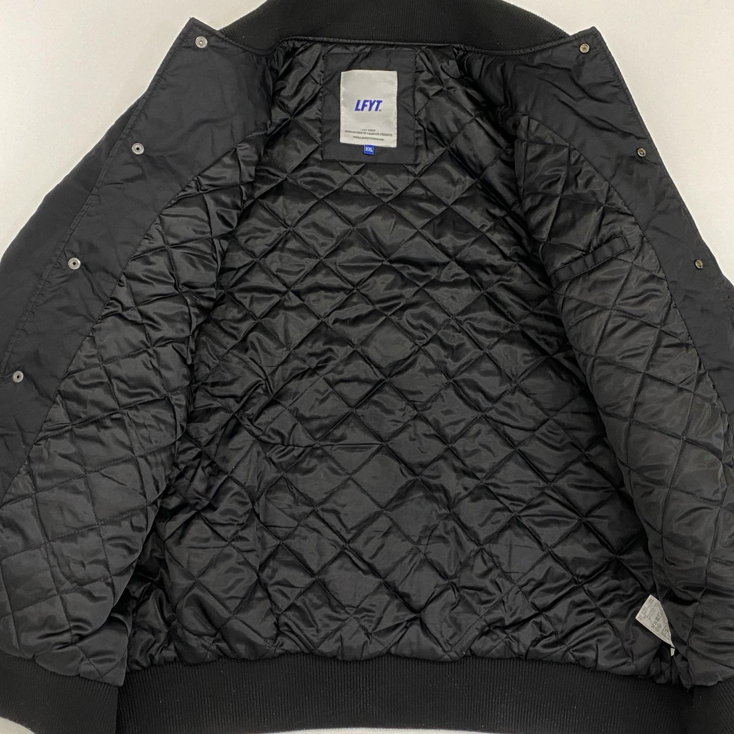 Lafayette | ラファイエット LFYT ALL OVER EMBLEM SATIN VARSITY JACKET ミリタリージャケット LS231001 MA-1 ブラック サイズ：XXL【姫路東店】
