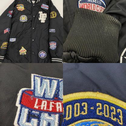Lafayette | ラファイエット LFYT ALL OVER EMBLEM SATIN VARSITY JACKET ミリタリージャケット LS231001 MA-1 ブラック サイズ：XXL【姫路東店】