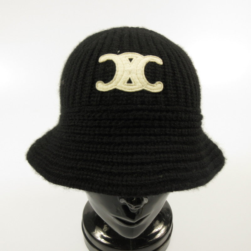 CELINE | Celine Triomphe Crocheted Bucket Hat / Cashmere Hat 2A80T384D.38NO Authentic Domestic Product Black