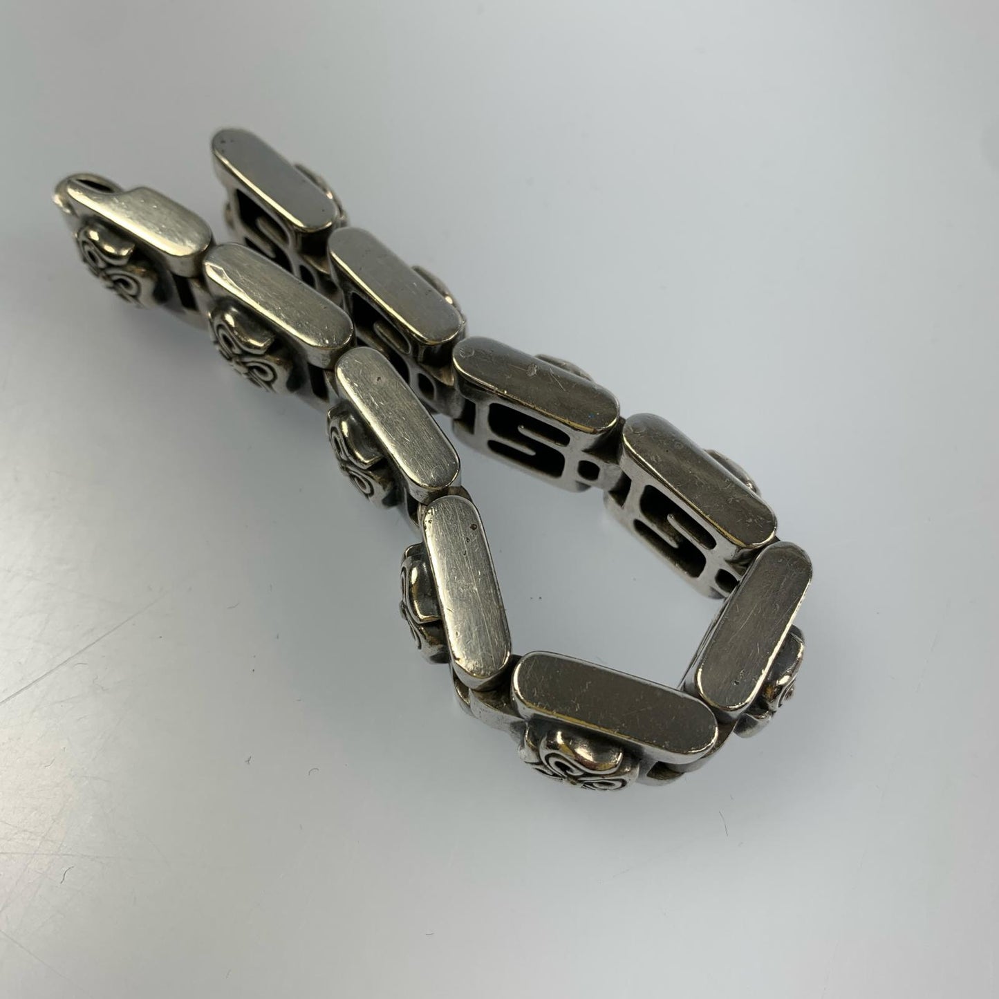 S Cross Block Bracelet BR-8 Silver