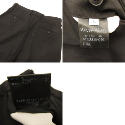 Steven Alan | Steven Alan Cross Twill In Two Pleated Dress Trousers Pants 8114-155-1082 Black Size: L