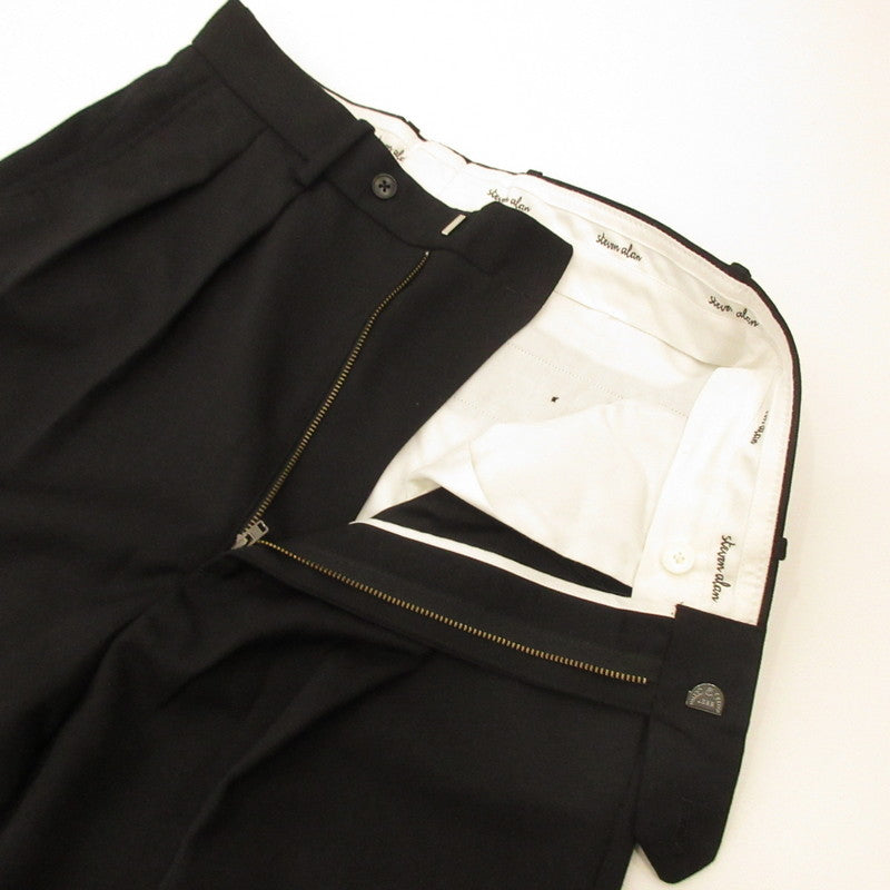 Steven Alan | Steven Alan Cross Twill In Two Pleated Dress Trousers Pants 8114-155-1082 Black Size: L