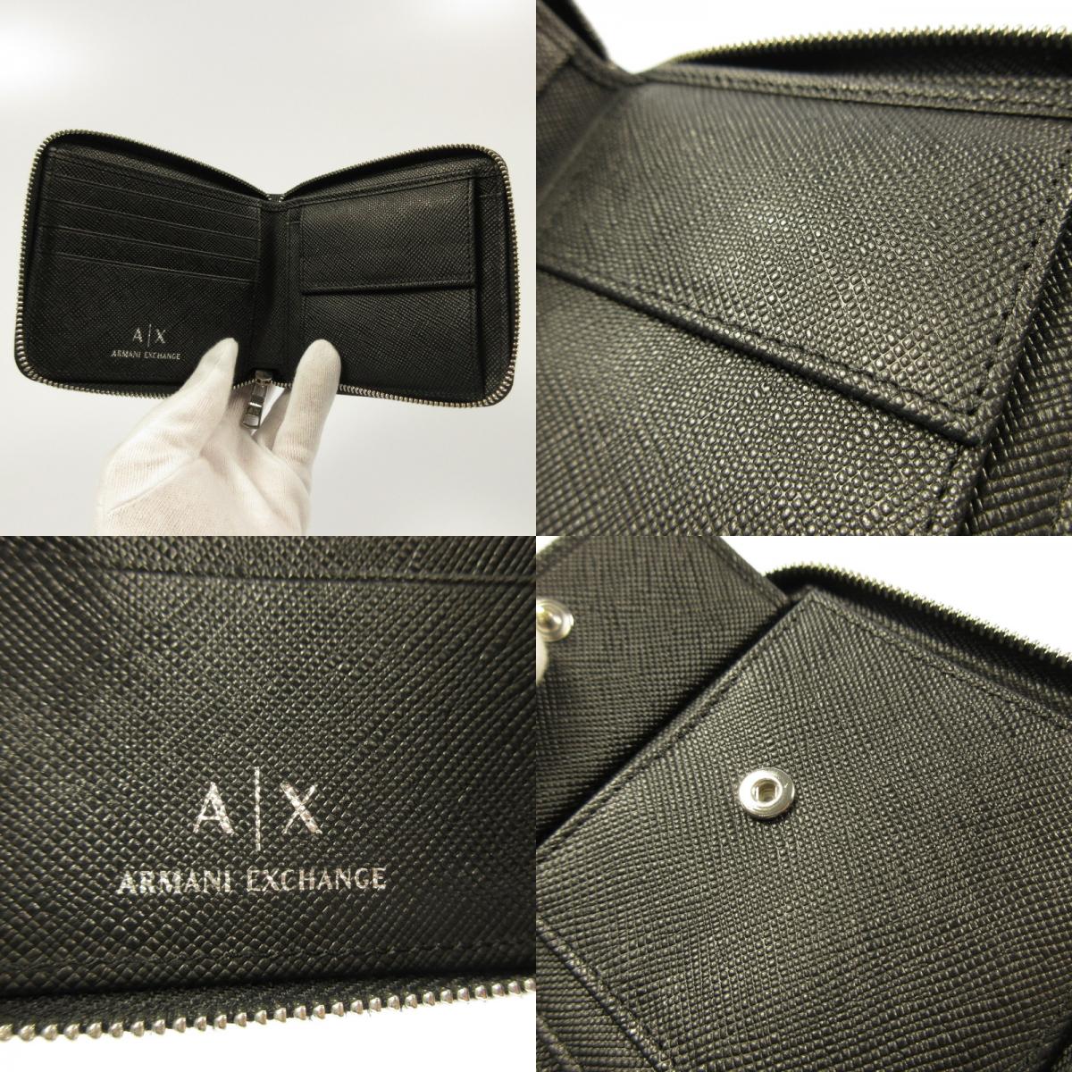 ARMANI EXCHANGE | Armani Exchange AX Logo Zip-Around Mini Wallet Long Wallet XM000927 Black