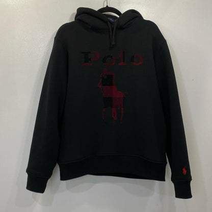 POLO RALPH LAUREN | ポロ・ラルフローレン チェックド Big Pony ロゴ フリース フーディ パーカー プルオーバーパーカー ブラック サイズ：M【姫路東店】