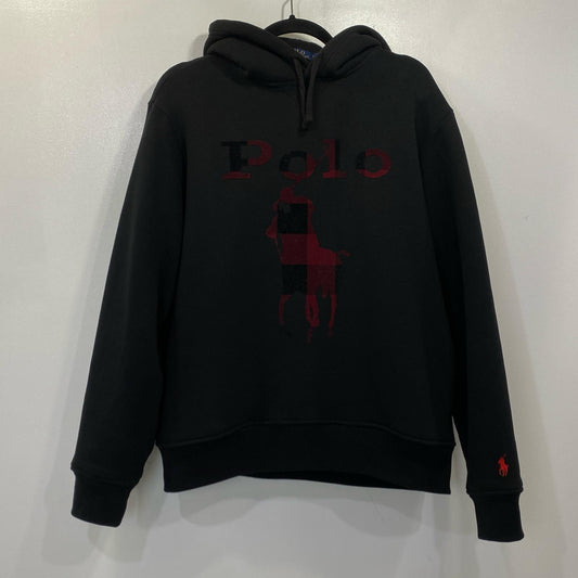 POLO RALPH LAUREN | ポロ・ラルフローレン チェックド Big Pony ロゴ フリース フーディ パーカー プルオーバーパーカー ブラック サイズ：M【姫路東店】