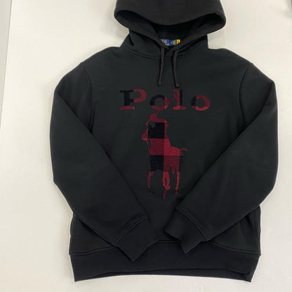 POLO RALPH LAUREN | ポロ・ラルフローレン チェックド Big Pony ロゴ フリース フーディ パーカー プルオーバーパーカー ブラック サイズ：M【姫路東店】