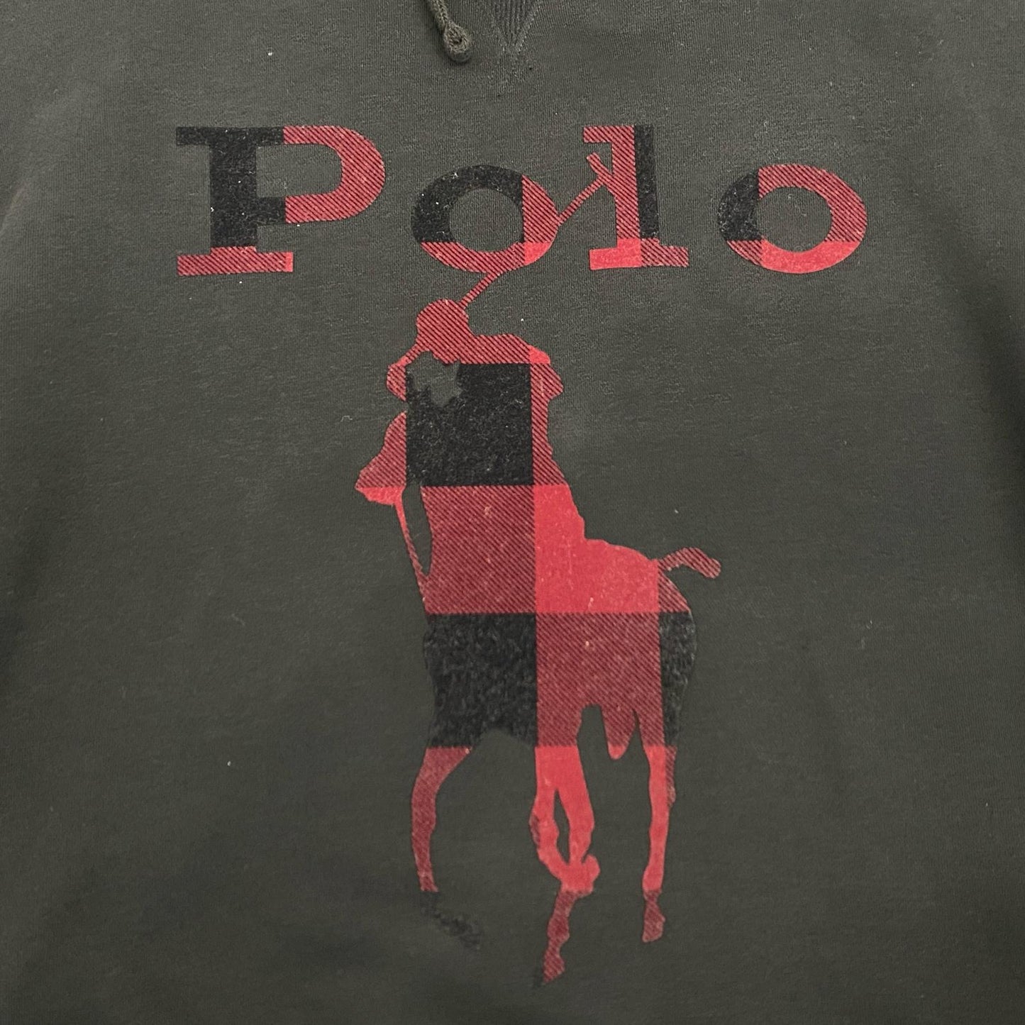 POLO RALPH LAUREN | ポロ・ラルフローレン チェックド Big Pony ロゴ フリース フーディ パーカー プルオーバーパーカー ブラック サイズ：M【姫路東店】