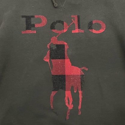 POLO RALPH LAUREN | ポロ・ラルフローレン チェックド Big Pony ロゴ フリース フーディ パーカー プルオーバーパーカー ブラック サイズ：M【姫路東店】