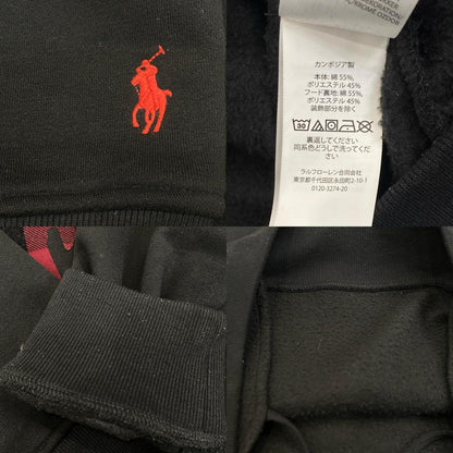 POLO RALPH LAUREN | ポロ・ラルフローレン チェックド Big Pony ロゴ フリース フーディ パーカー プルオーバーパーカー ブラック サイズ：M【姫路東店】