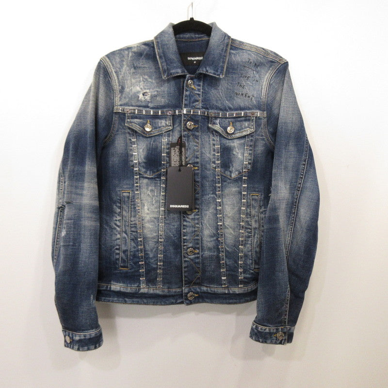 DSQUARED2 | Dsquared2 STAPLED MEDIUM STAPLED CLEAN WASH DAN JEAN JACKET Denim S74AM1356 Blue Size: 46