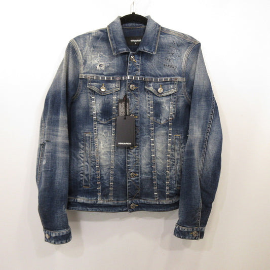 DSQUARED2 | ディースクエアード STAPLED MEDIUM STAPLED CLEAN WASH DAN JEAN JACKET デニム S74AM1356 ブルー サイズ：46