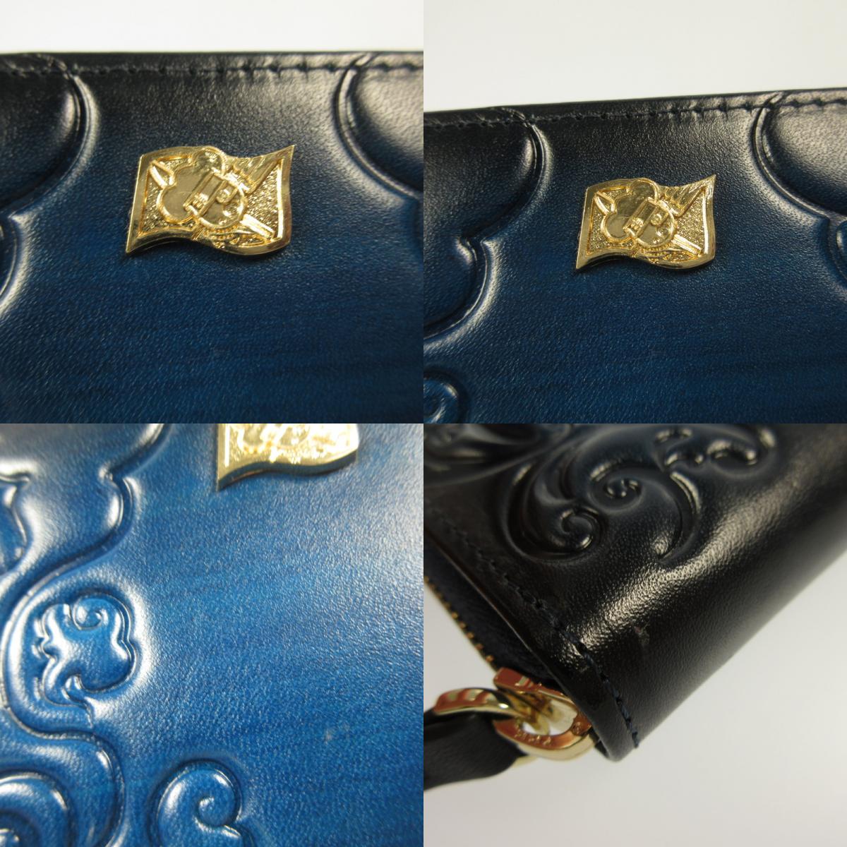 ONE PIECE Gradation Leather Long Wallet Blue