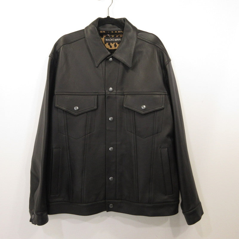 WACKOMARIA | Leather Trucker Jacket Leather 25FWE-WMO-BL02 Black Size: L
