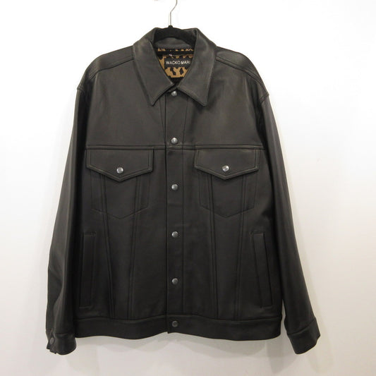 WACKOMARIA | ワコマリア Leather Trucker Jacket レザー 25FWE-WMO-BL02 ブラック サイズ：L