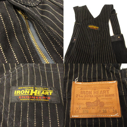 IRON HEART | IRON HEART 12oz Black Wabash Double Knee Overalls Overalls 819 Black Size: 36