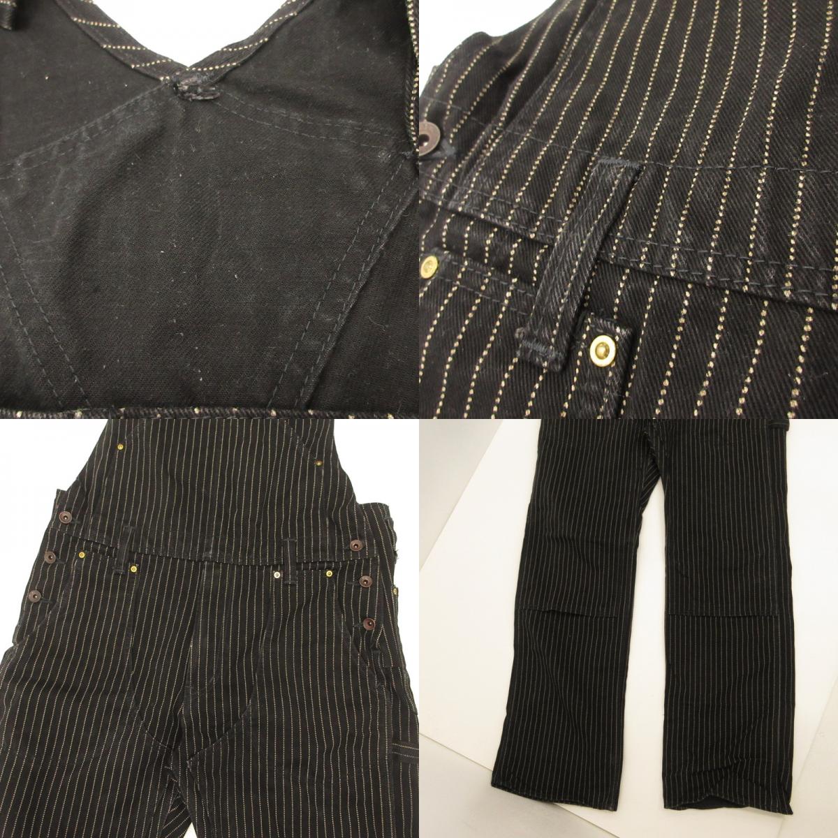 IRON HEART | IRON HEART 12oz Black Wabash Double Knee Overalls Overalls 819 Black Size: 36