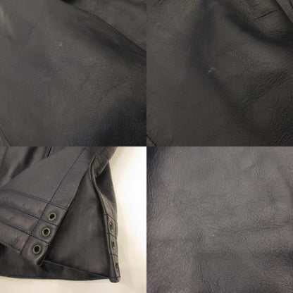 Boar High Neck Single Riders Jacket Leather SRYCW01C Navy