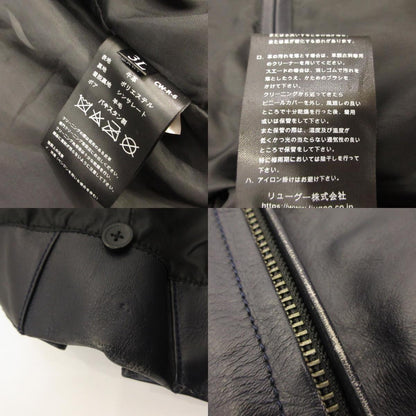 Boar High Neck Single Riders Jacket Leather SRYCW01C Navy