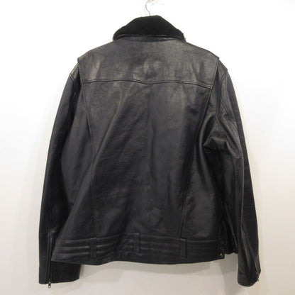 Boar High Neck Single Riders Jacket Leather SRYCW01C Navy