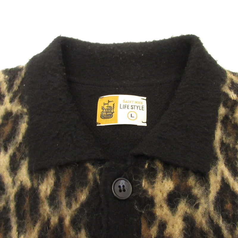 SAINT MICHAEL | SAINT MICHAEL LEOPARD KNIT CARDIGAN SM-HR1-0000-073 Size: L