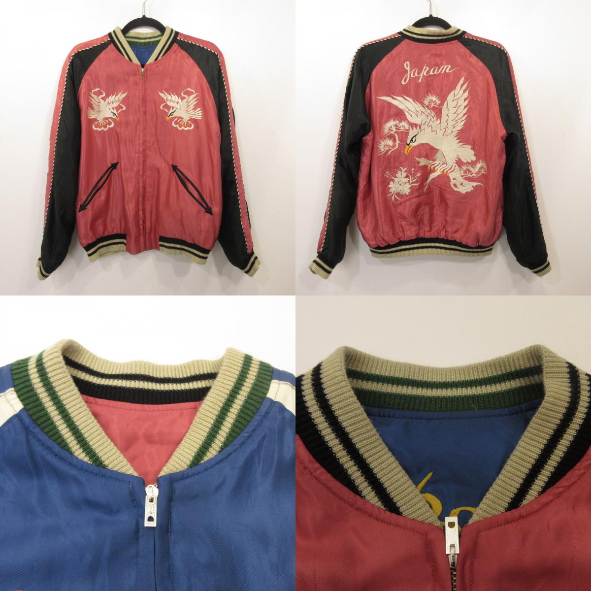 TAILOR TOYO (Toyo Enterprise) | TAILOR TOYO Early 1950s Style ACETATE SUKA SOUVENIR JACKET TT15682 WHITE EAGLE×LANDSCAPE Size: M