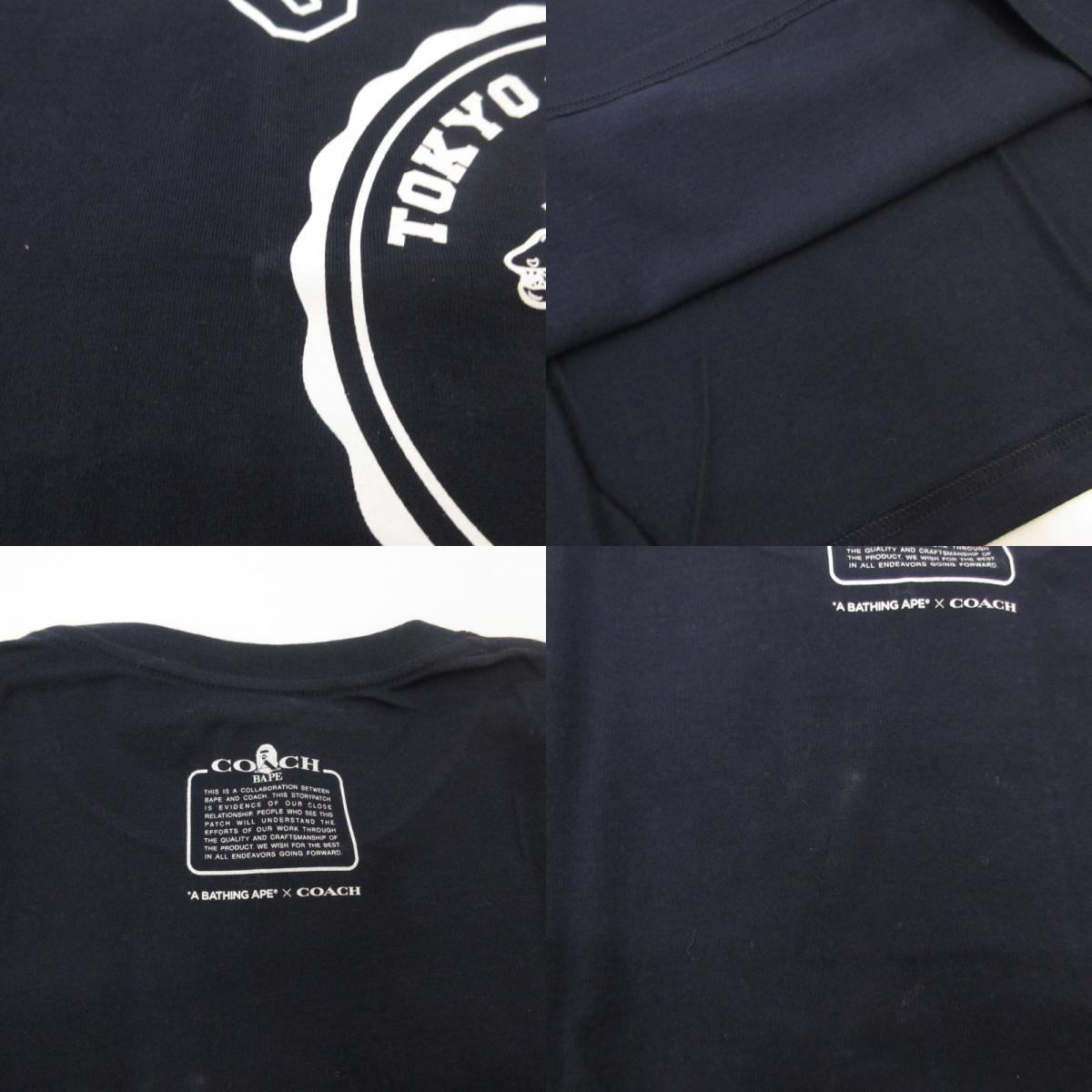 A BATHING APE | A Bathing Ape COACH COLLEGE TEE Short-sleeved T-shirt 1H73109902 x COACH Navy Size: L