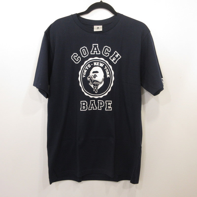 A BATHING APE | A Bathing Ape COACH COLLEGE TEE Short-sleeved T-shirt 1H73109902 x COACH Navy Size: L