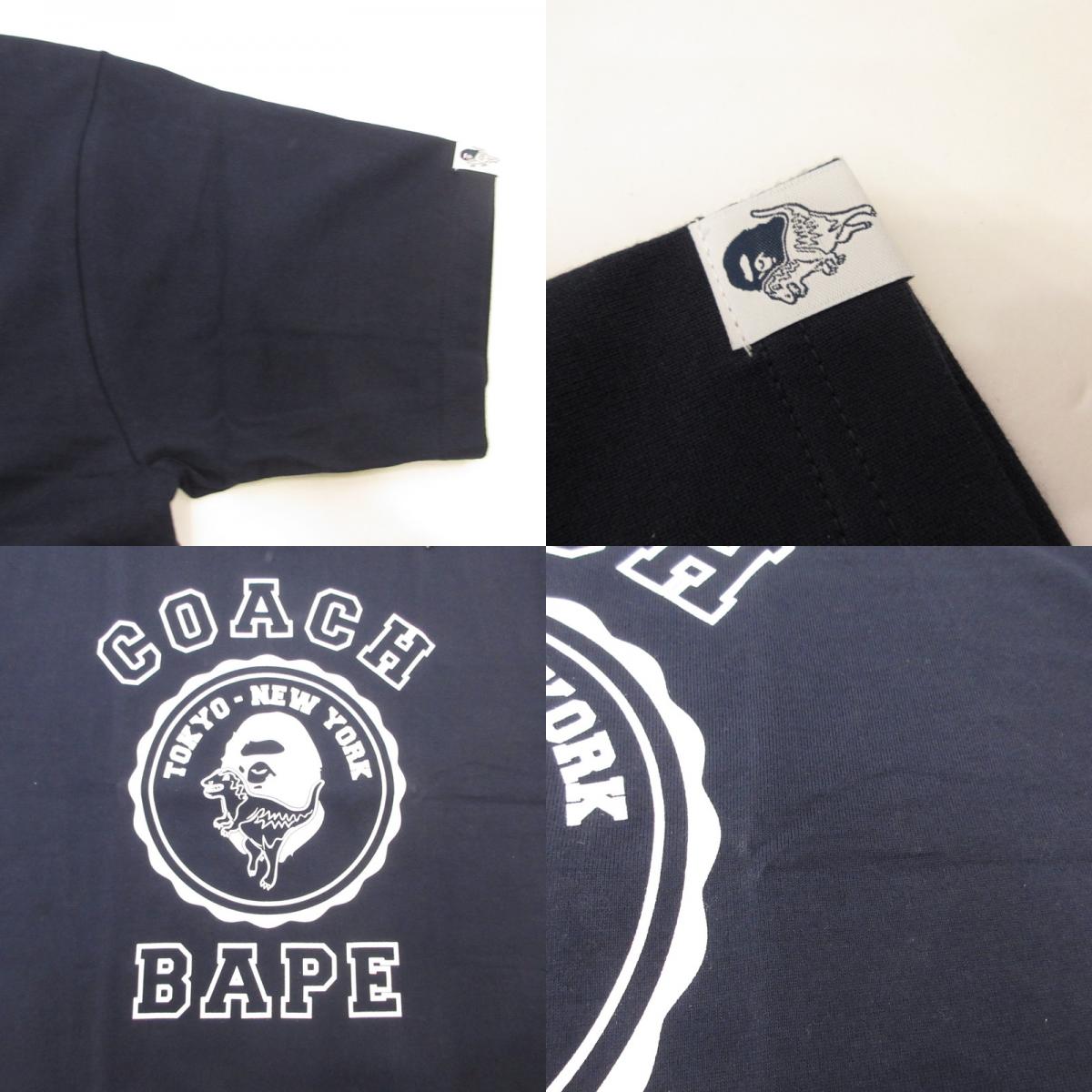 A BATHING APE | A Bathing Ape COACH COLLEGE TEE Short-sleeved T-shirt 1H73109902 x COACH Navy Size: L